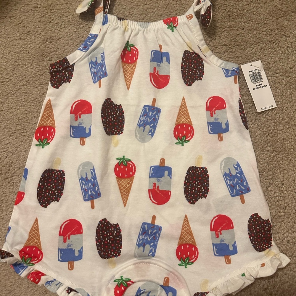 Colorful Ice Cream Print Baby Romper